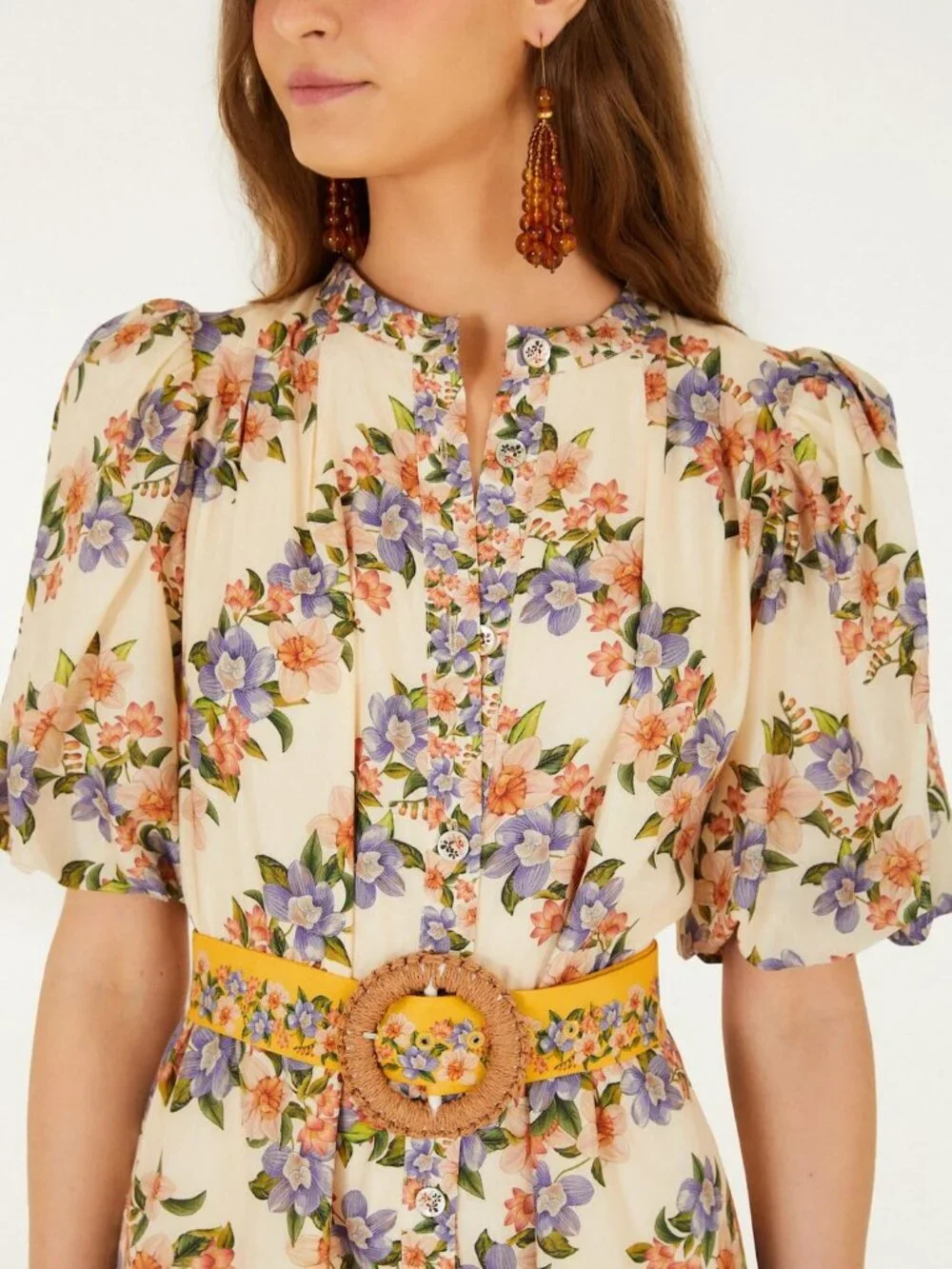 NWT Farm Rio Sand Hilo Belted Short-Sleeve Mini Dress Size M - Picture 4 of 4